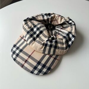 Burberry Plaid Cap in Black, Cream, and Red